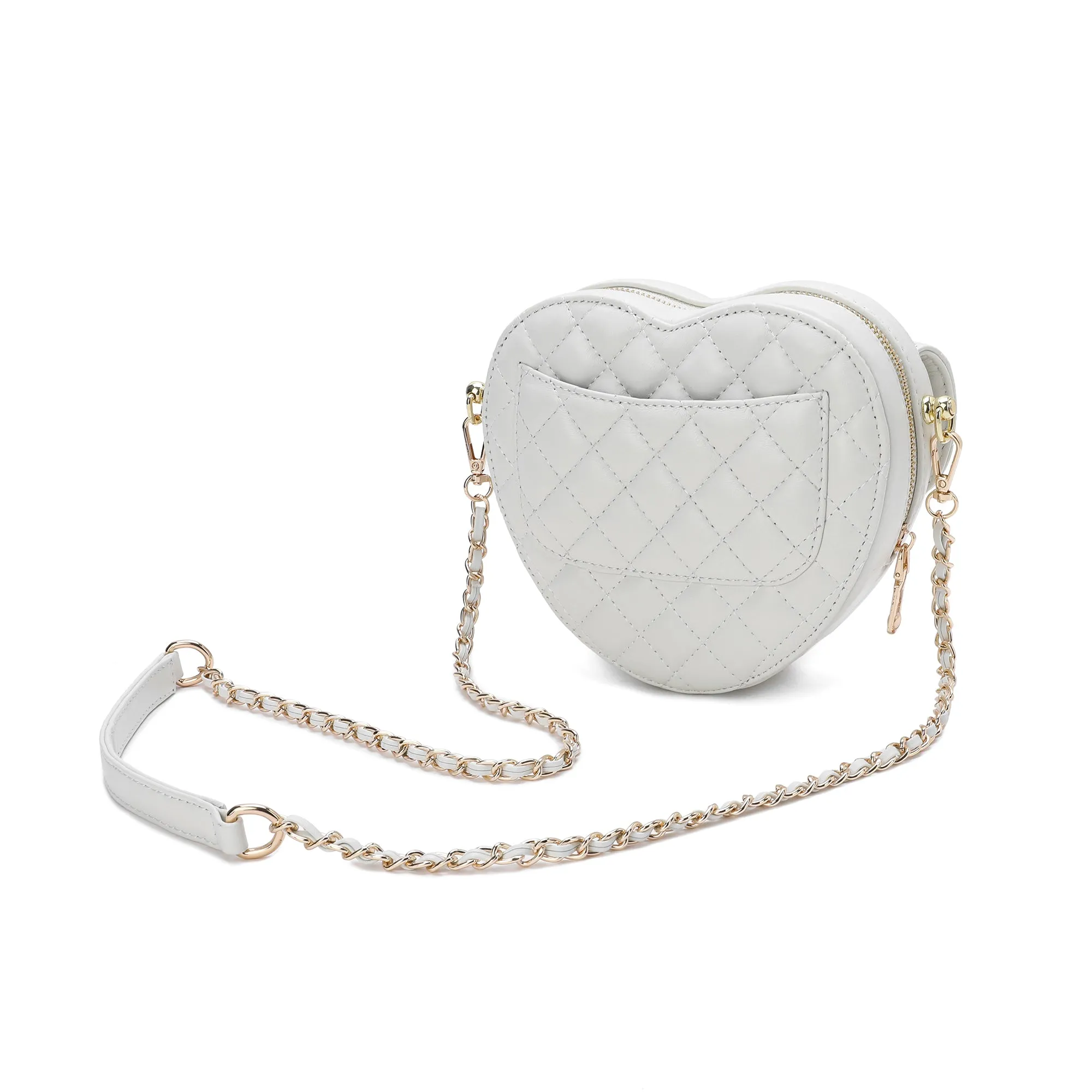 Tiffany & Fred Quilted Sheepskin Heart-Shaped Crossbody Shoulder Bag