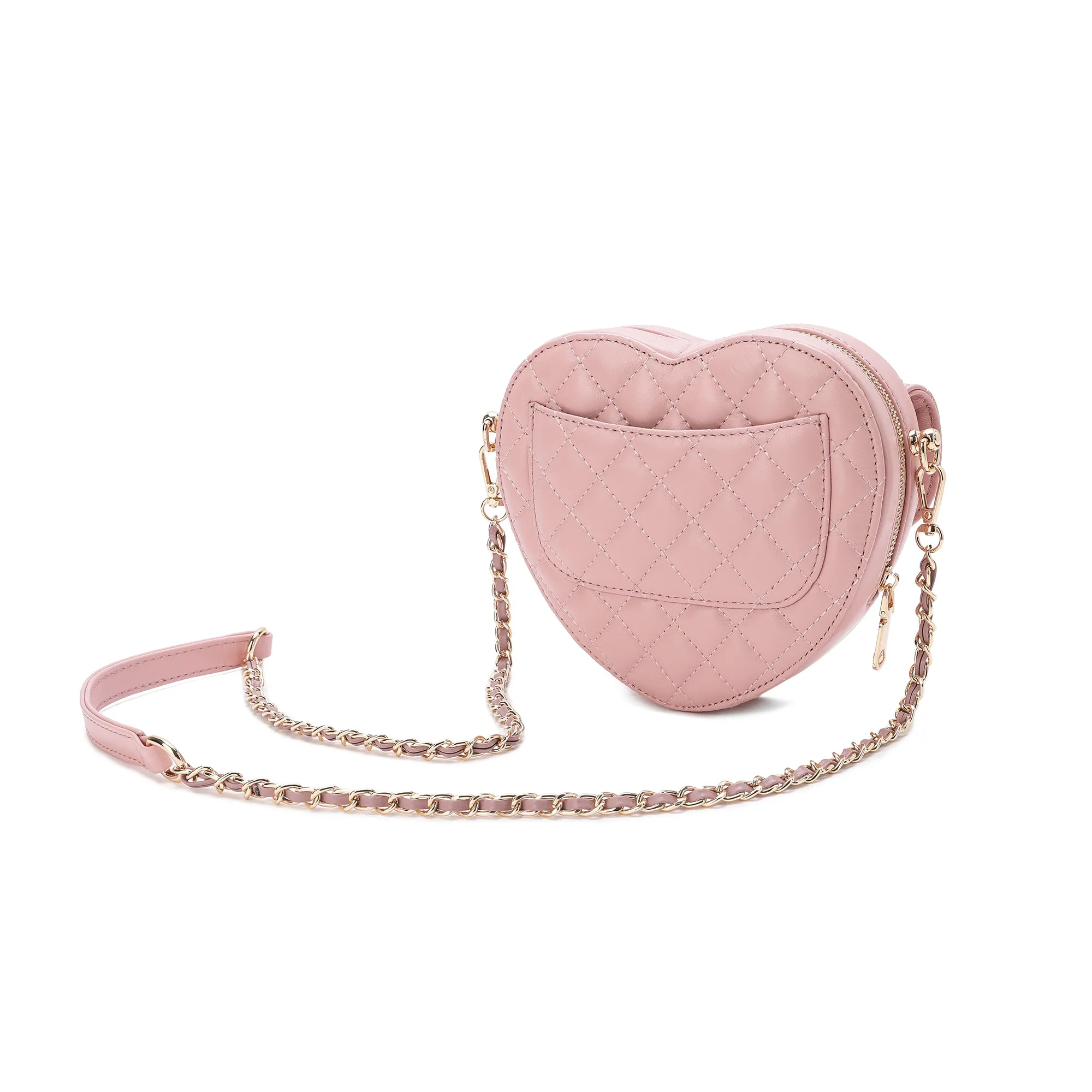 Tiffany & Fred Quilted Sheepskin Heart-Shaped Crossbody Shoulder Bag