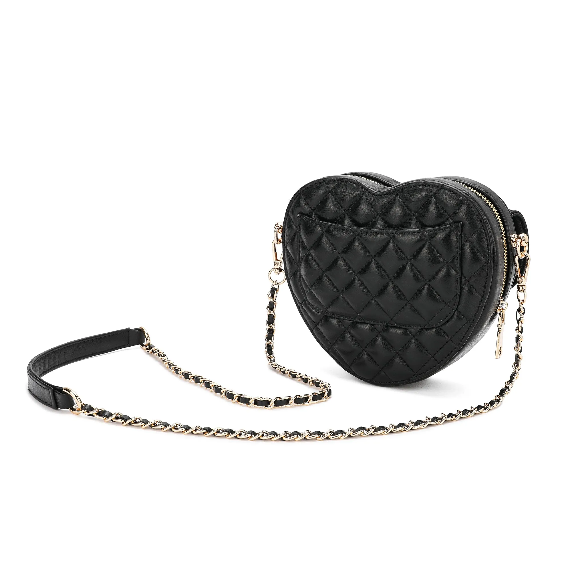 Tiffany & Fred Quilted Sheepskin Heart-Shaped Crossbody Shoulder Bag