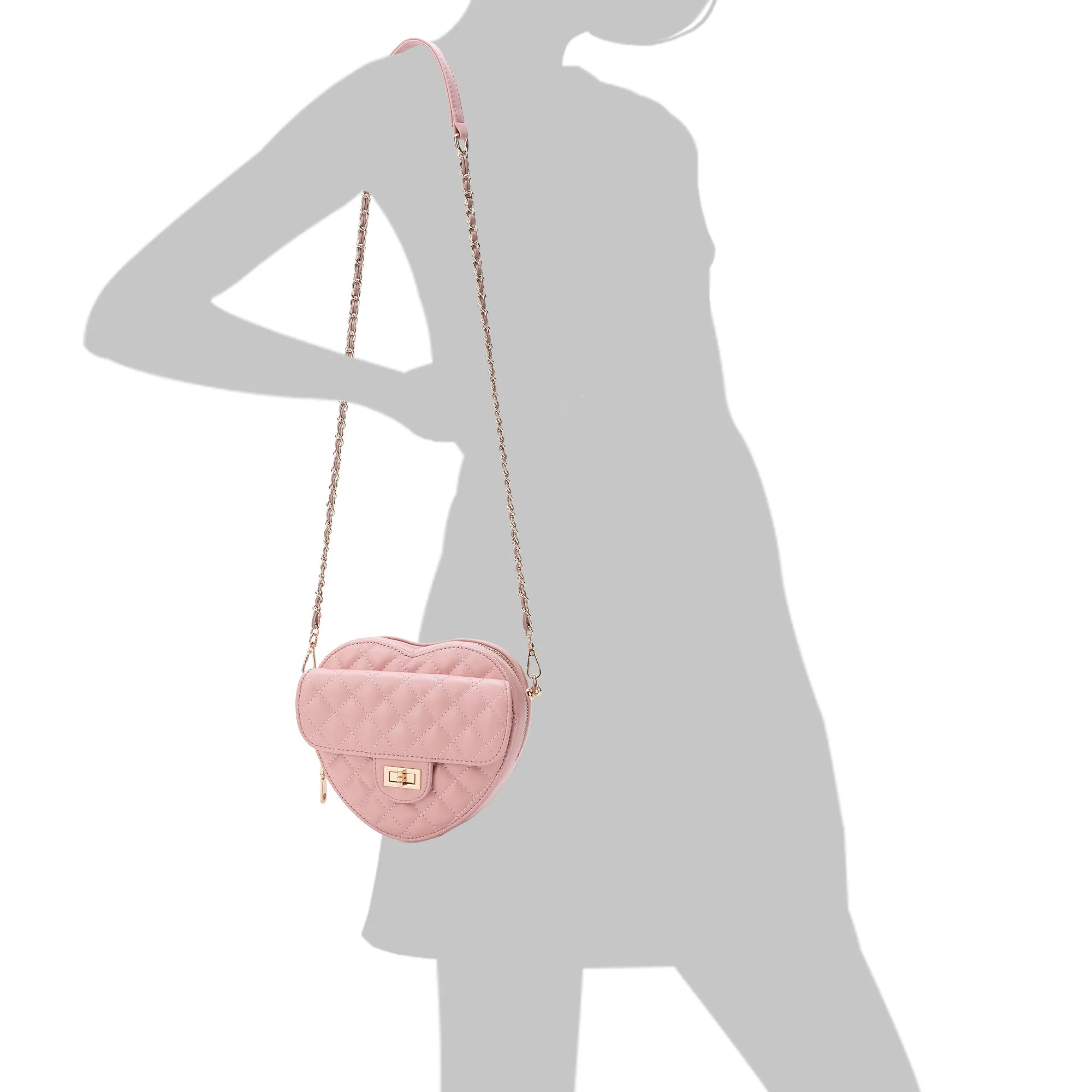 Tiffany & Fred Quilted Sheepskin Heart-Shaped Crossbody Shoulder Bag