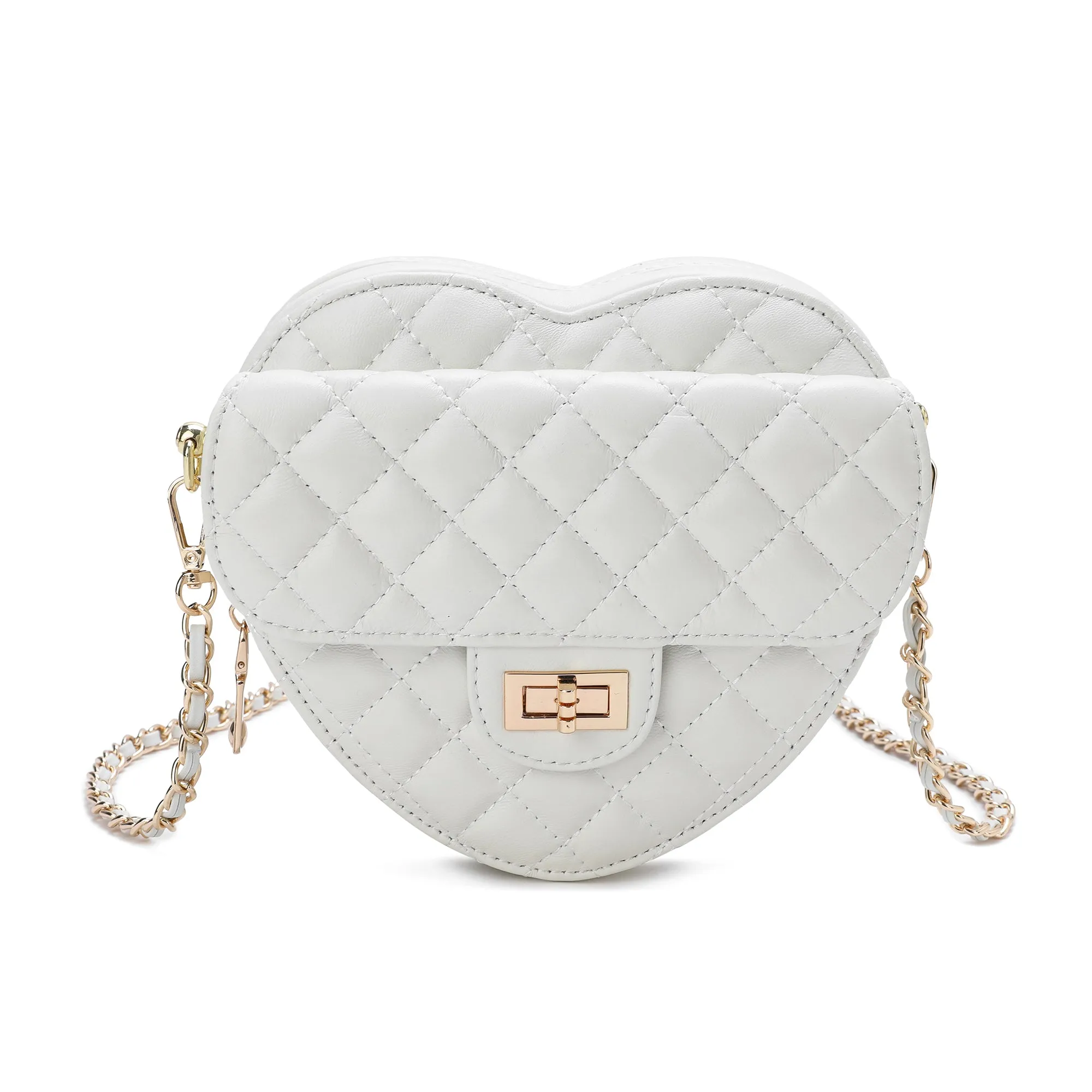 Tiffany & Fred Quilted Sheepskin Heart-Shaped Crossbody Shoulder Bag