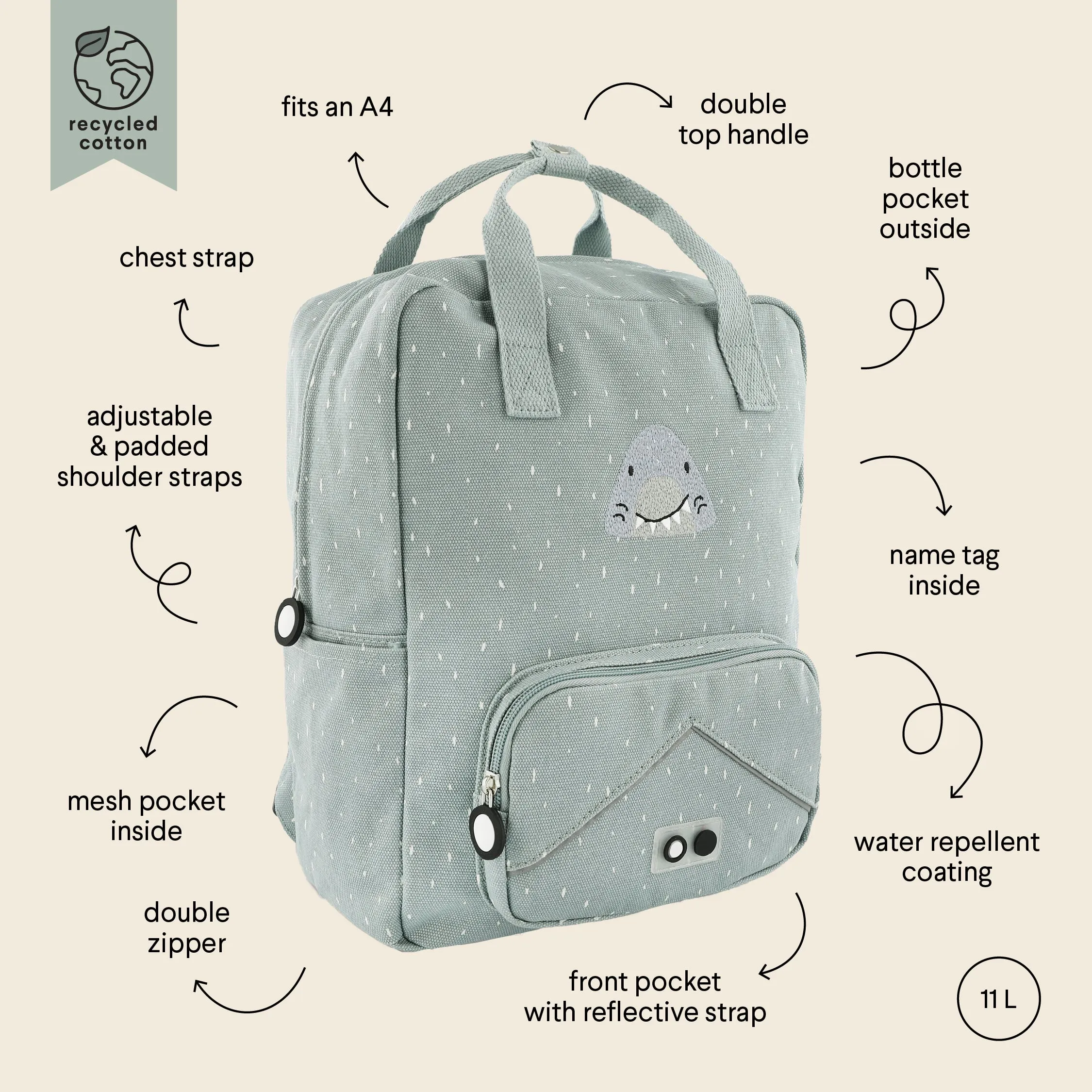 Trixie Großer Kinderrucksack - Assortierte Tierdesigns