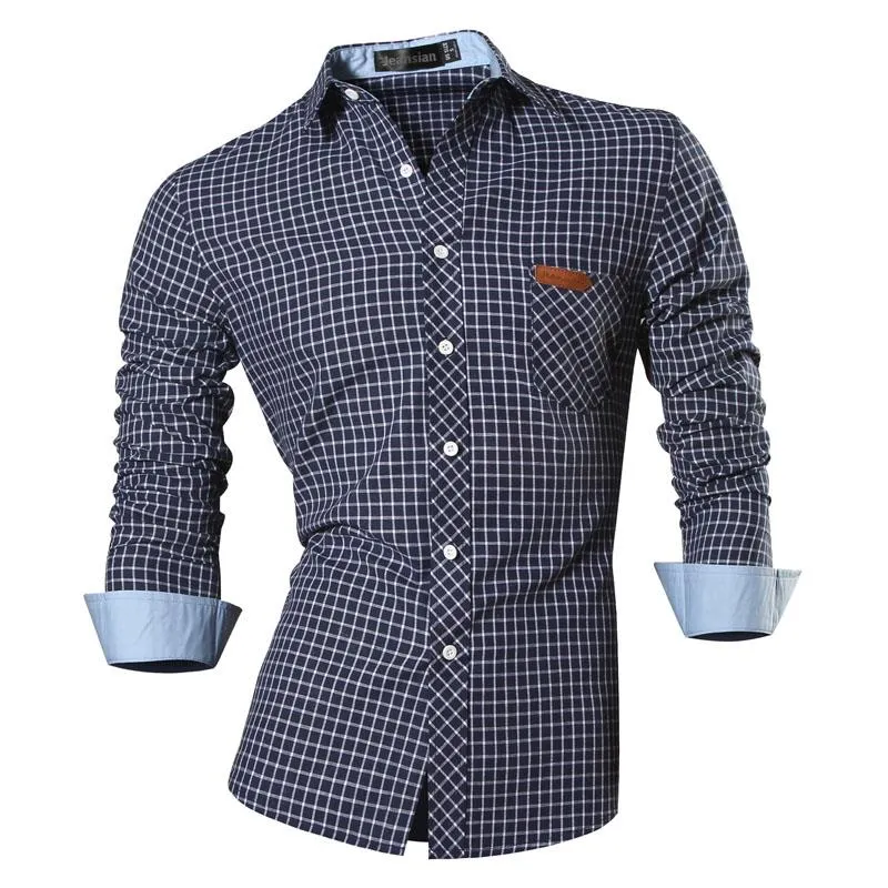 Two Color Accent Casual Slim Fit Modern Long Sleeve Shirt 8371