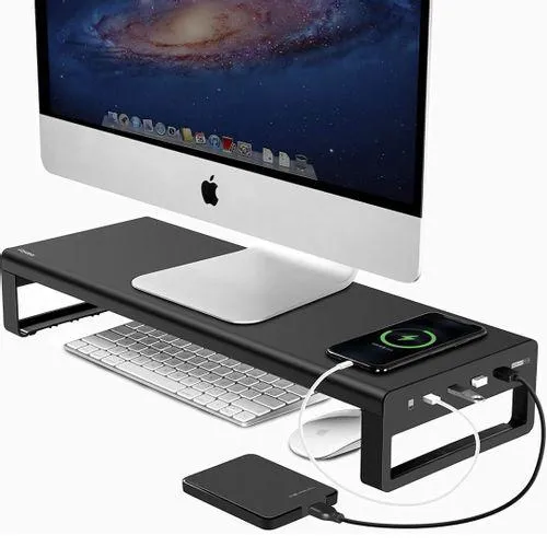 Vaydeer Smart Monitor Stand Base Wireless Charge with USB 3.0 Desk Hub - NB422