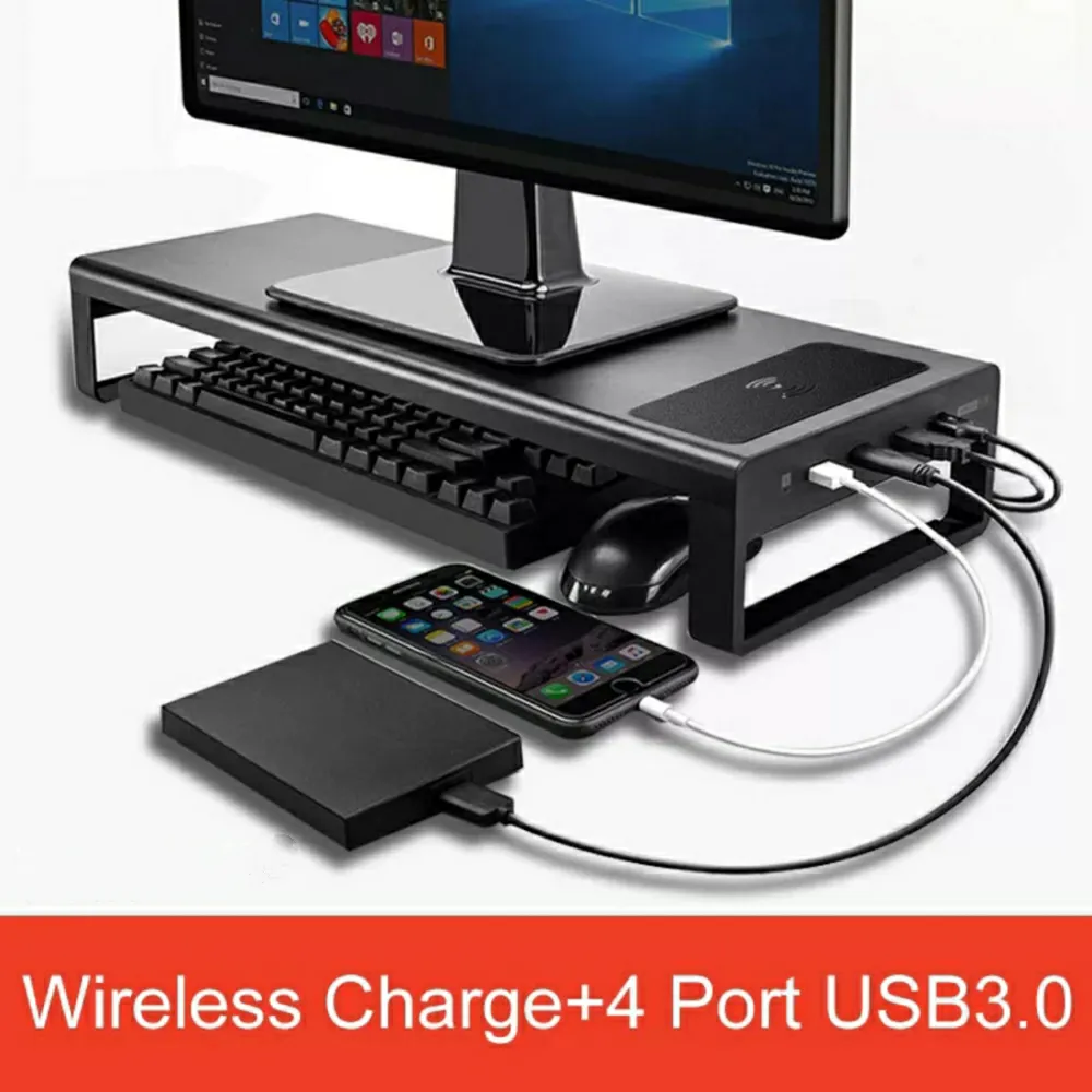 Vaydeer Smart Monitor Stand Base Wireless Charge with USB 3.0 Desk Hub - NB422