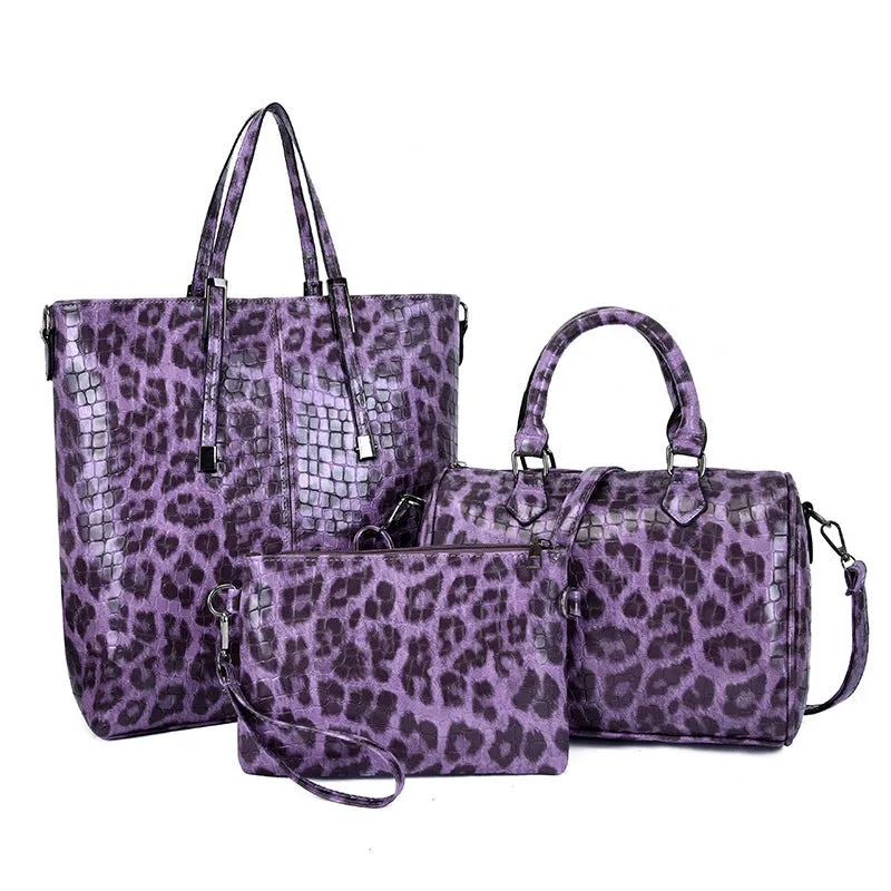 Vedazzling Retro 2022 New Leopard Print Three-Piece Shoulder Bag