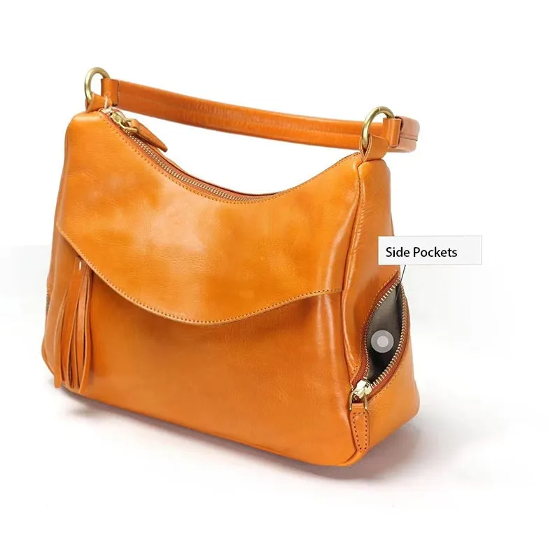 Vegetable Tanned Leather Vintage Design Crossbody Bag Ladies Shoulder Bag