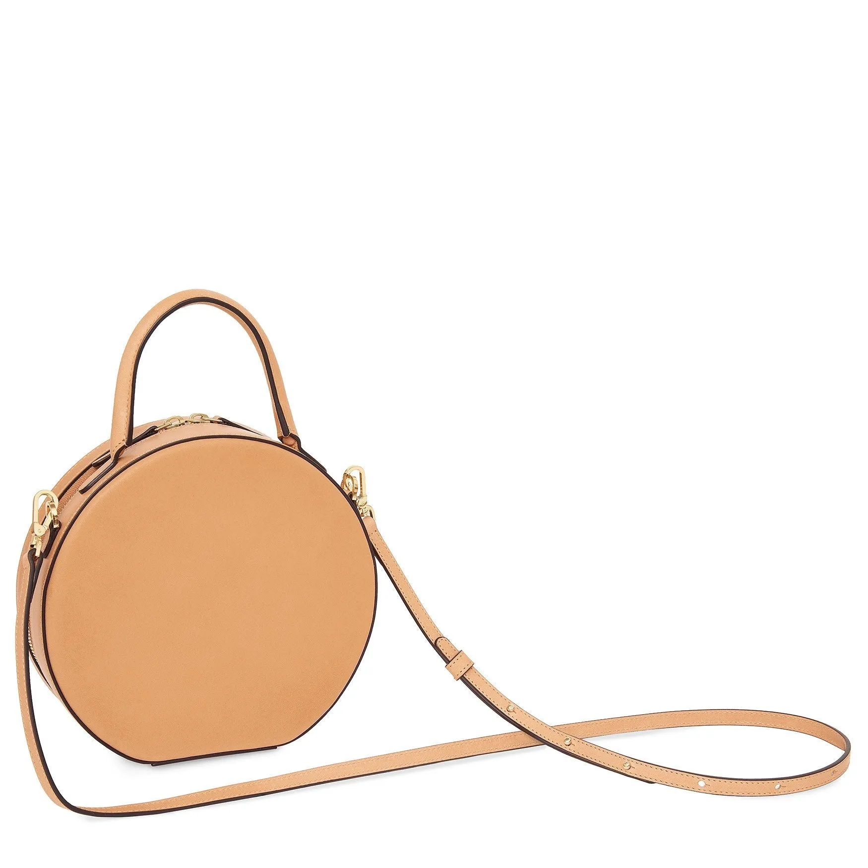 Vegetable Tanned With Edge Paint Circle Crossbody - Cammello