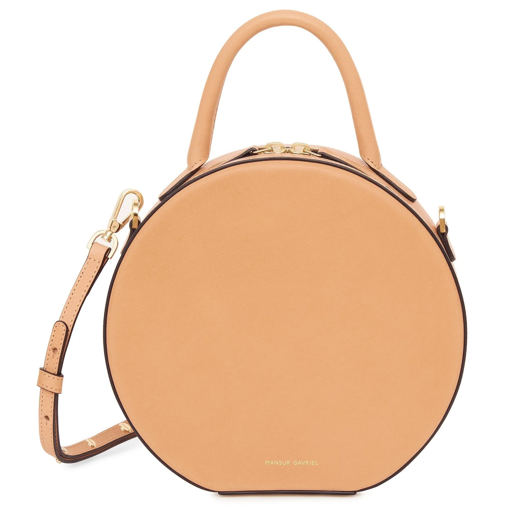 Vegetable Tanned With Edge Paint Circle Crossbody - Cammello