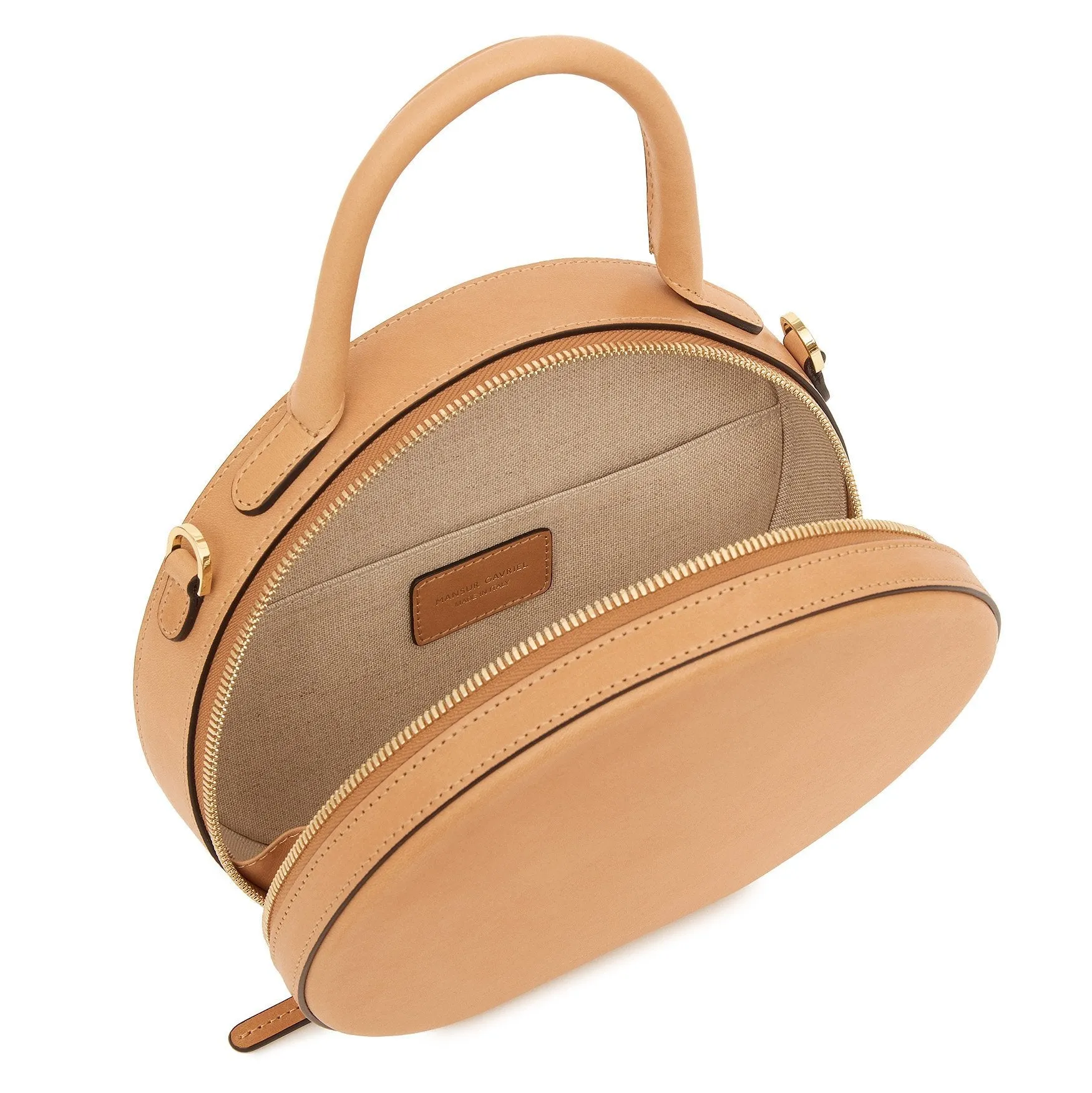 Vegetable Tanned With Edge Paint Circle Crossbody - Cammello