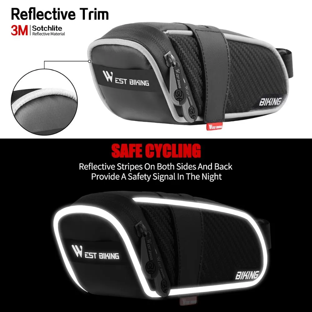 Waterproof Bicycle Saddle Bag MTB Road Bike Saddlebags Reflective Striped Bicycle Tool Holder Bag MTB Accessories