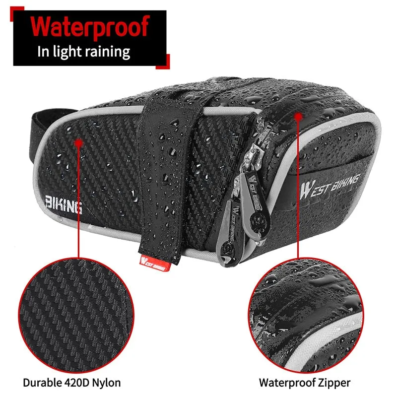 Waterproof Bicycle Saddle Bag MTB Road Bike Saddlebags Reflective Striped Bicycle Tool Holder Bag MTB Accessories