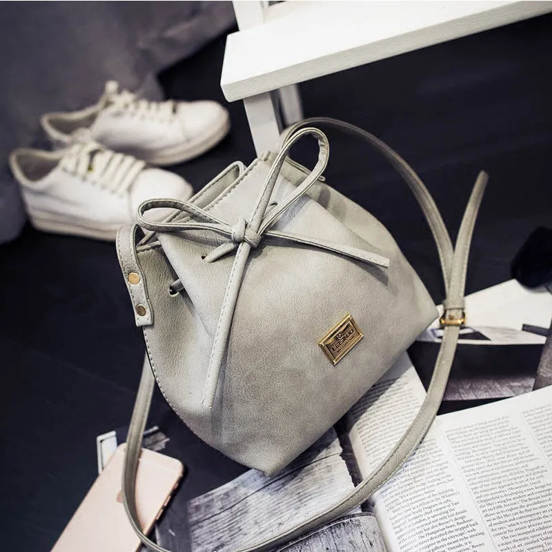 Women Bags 2016 New Spring Summer Bow Drawstring Bucket Bags Small Cross-body Bag Fashion Trend Brief Shoulder Bag For Lady