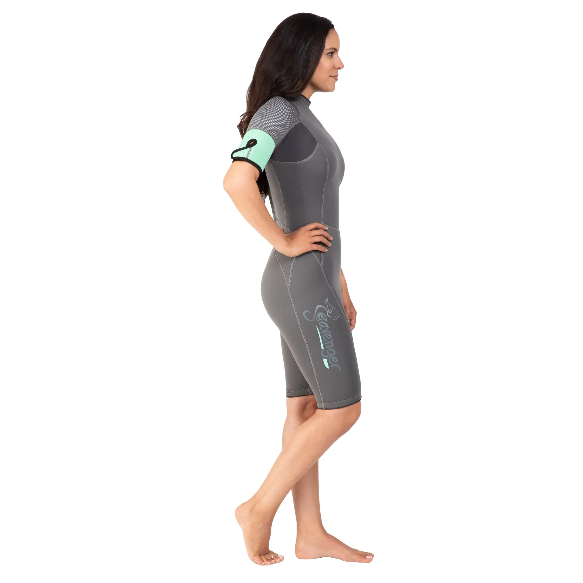 Women's 3mm ﻿Explorer Shorty Wetsuit - Gray Mint