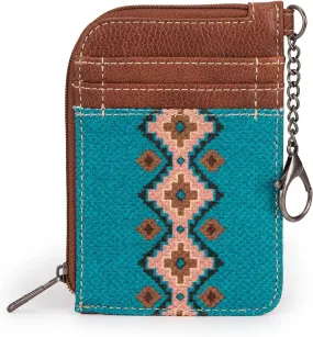 Wrangler Aztec Mini Zip Card Wallet - Dark Turquoise